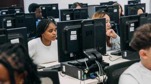 international students, computer class