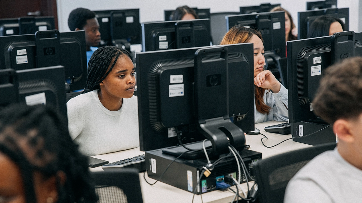 international students, computer class